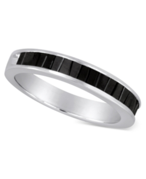 image of Sterling Silver Ring, Black Diamond Baguette Ring (1/2 ct. t.w.)