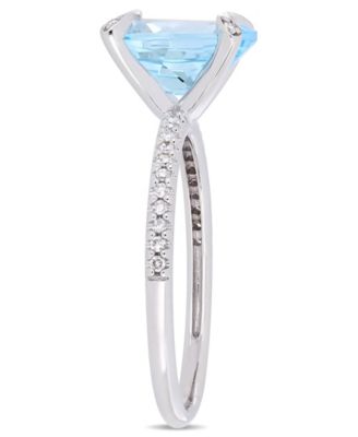Blue Topaz (3-3/4 ct.t.w.) and Diamond (1/10 ct.t.w.) Ring in 10k White Gold