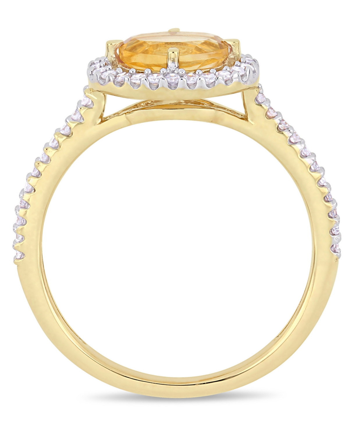 Citrine (3/4 ct.t.w.) and Diamond (1/4 ct.t.w.) Halo Ring in 10kGold - Yellow