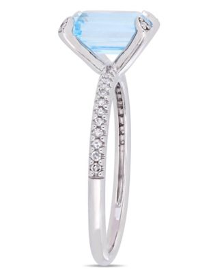 Blue Topaz (2 ct.t.w.) and Diamond (1/10 ct.t.w.) Ring in 10k White Gold