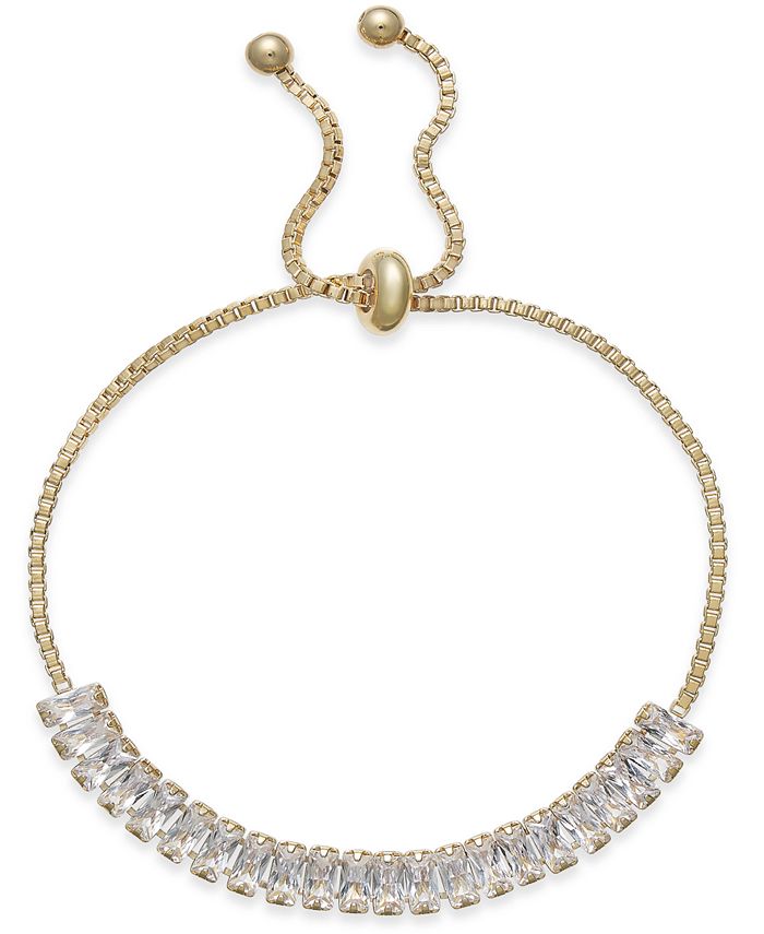 I.N.C. International Concepts - Gold-Tone Baguette Crystal Slider Bracelet