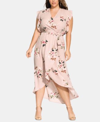 City Chic - Trendy Plus Size Wrap Rose Play Maxi Dress
