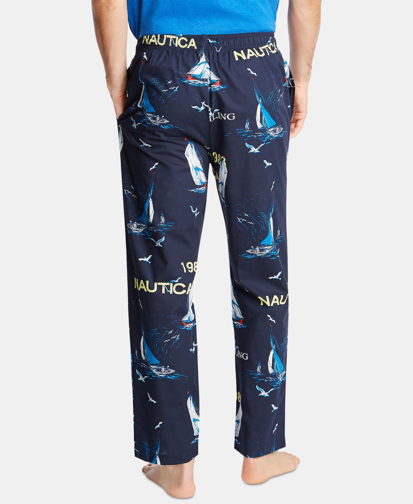 Пижамные брюки Sailboat-Print для мужчин, хлопок — Nautica, цвет: Тёмно-синий — фото 2