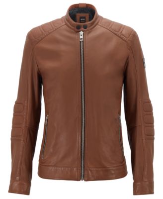 hugo boss slim fit leather jacket