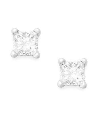 Princess-Cut Diamond Stud Earrings in 10k White Gold (1/10 ct. t.w.)