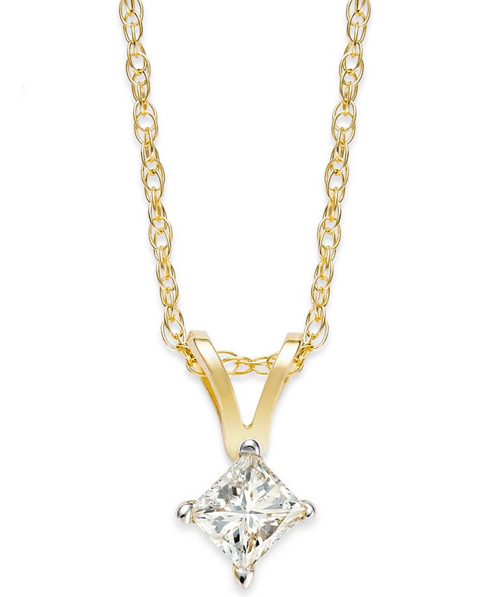 Macy's - Princess-Cut Diamond Pendant Necklace in 10k Gold (1/5 ct. t.w.)