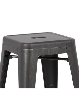 Ac Pacific Backless Industrial Metal Bar Stool, Set of 2