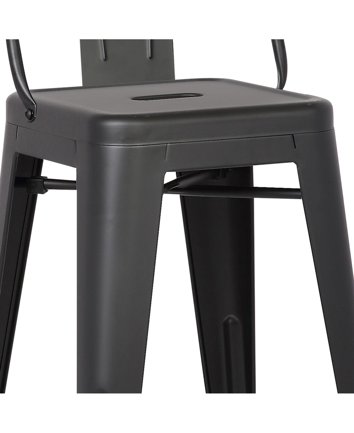 Ac Pacific Industrial Metal Barstools with Bucket Back and 4 Legs, Set of 2
