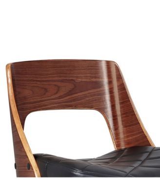 Bentwood Wood Bar Stool with Diamond Quilted Finish Curved Seat and Back