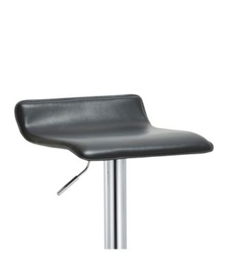 Contoured Hydraulic Lift Chrome Base Bar Stool with Footrest, Set of 2