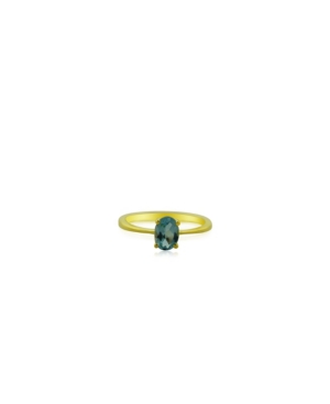 image of Oval Sky Blue Topaz (1 ct. t.w.) Stack Ring Set in Gold Plated Sterling Silver