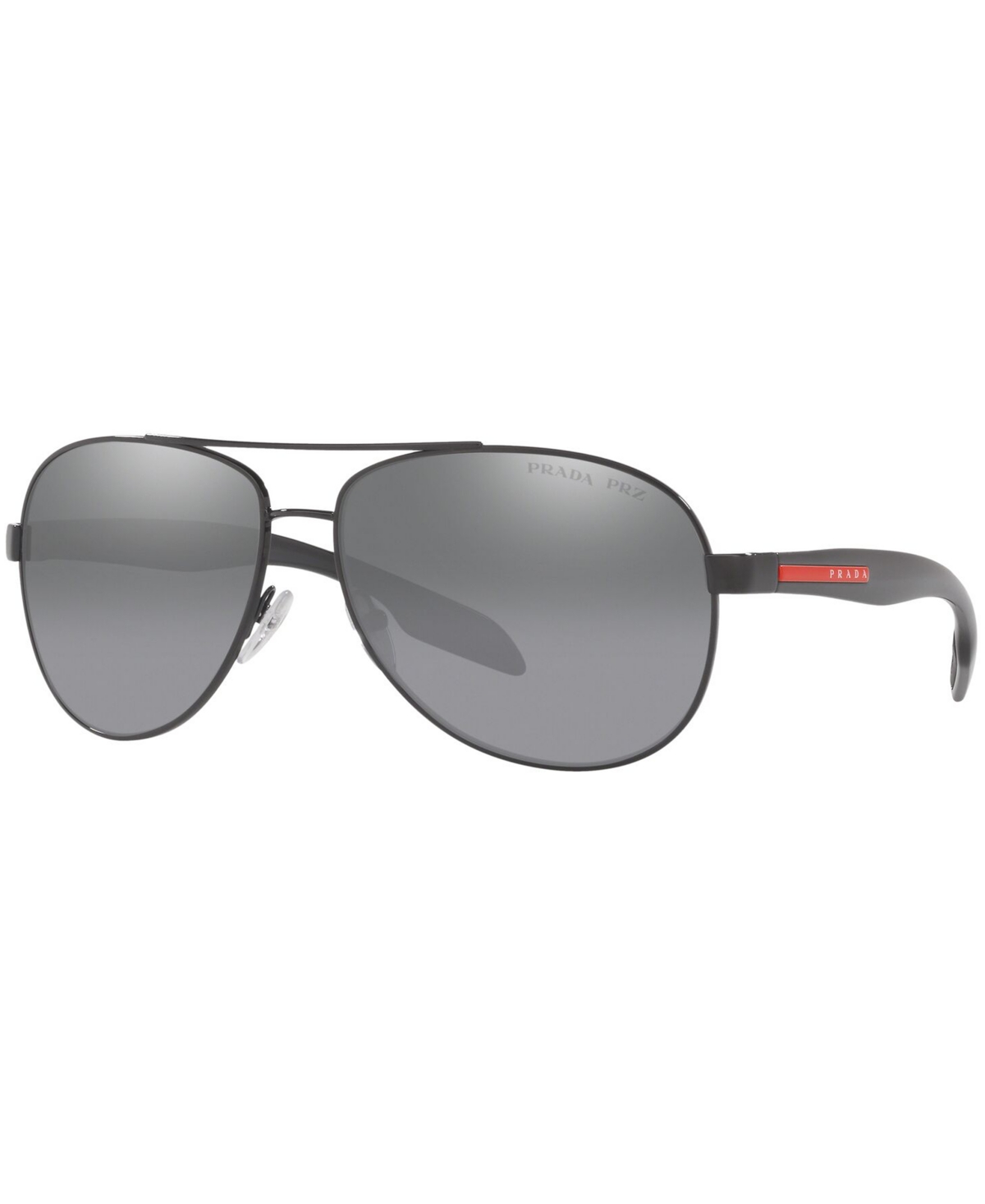 Prada Men's Polarized Sunglasses, Ps 53ps In Black,polar Grey Mirror Silver Grad
