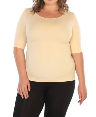 Skinnytees Plus 1/2 Sleeve Crew Neck In 