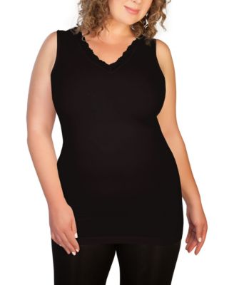 skinnytees Plus Lace V-Neck Tank 