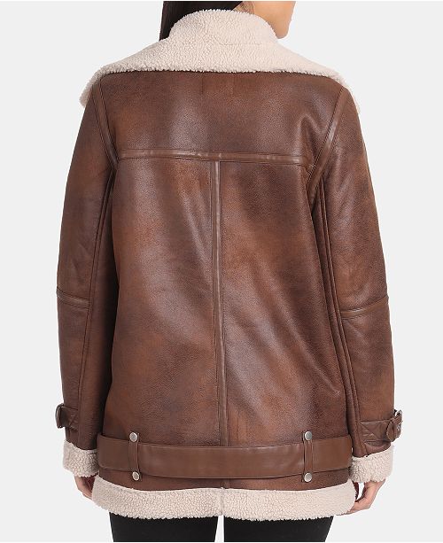 Avec Les Filles Faux-Shearling Moto Jacket & Reviews - Coats - Women ...