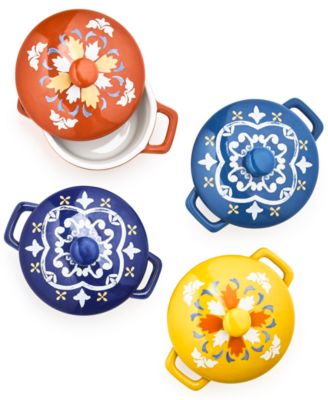 Martha Stewart Collection - Set of 4 Decorative Ceramic Cocottes