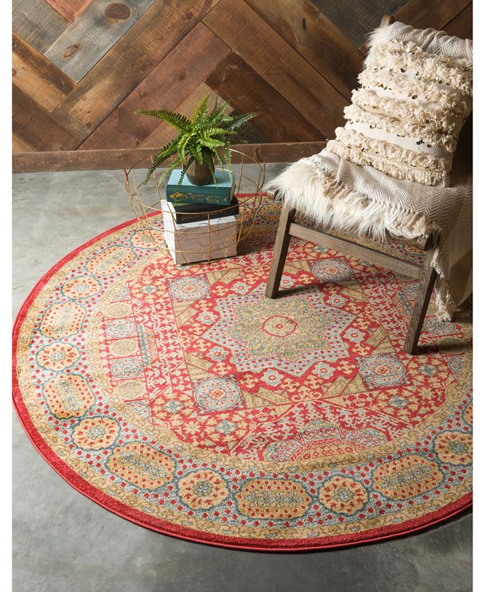 Bayshore Home Wilder Wld2 Red 8' x 8' Round Area Rug Macy's