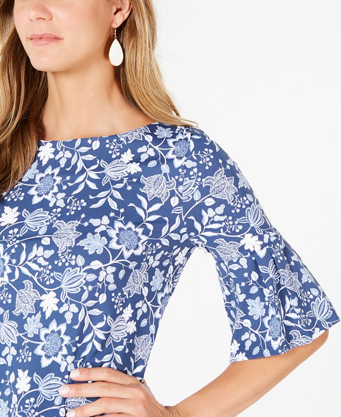 Charter Club Printed Bell-Sleeve Top, Created for Macy's - Macy's