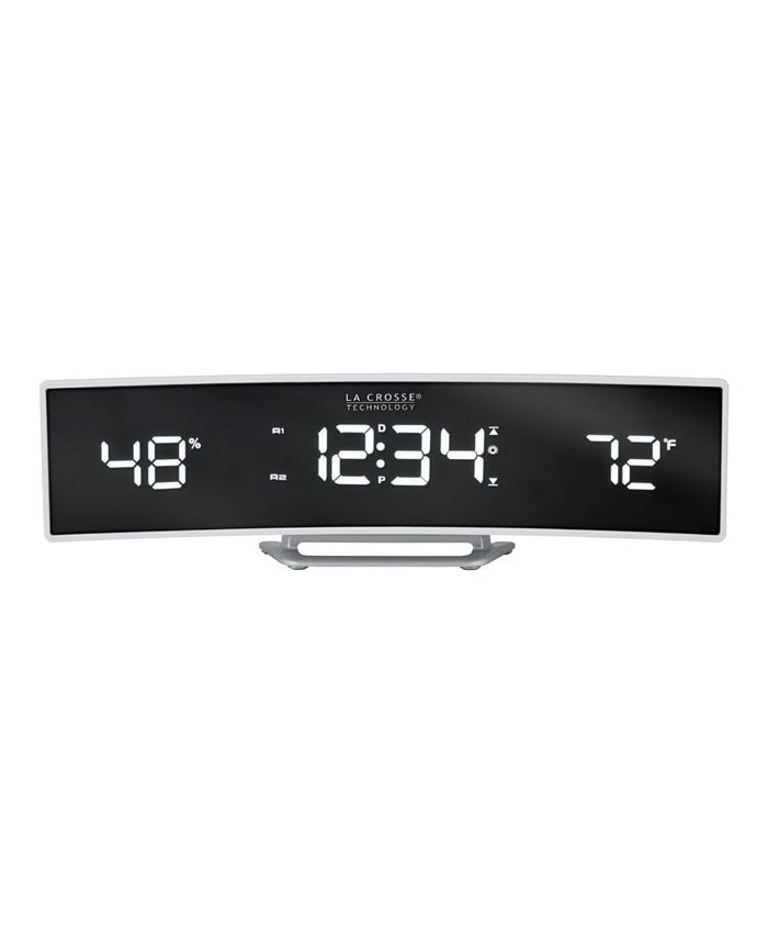La Crosse Technology White Curved Alarm Clock with Mirrored LED Lens