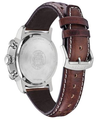 Eco-Drive Men's Chronograph Brycen Chestnut Brown Leather Strap Watch 44mm