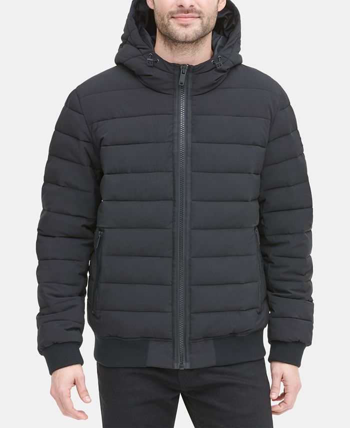DKNY Men's Quilted Hooded Bomber Jacket & Reviews - Coats & Jackets ...