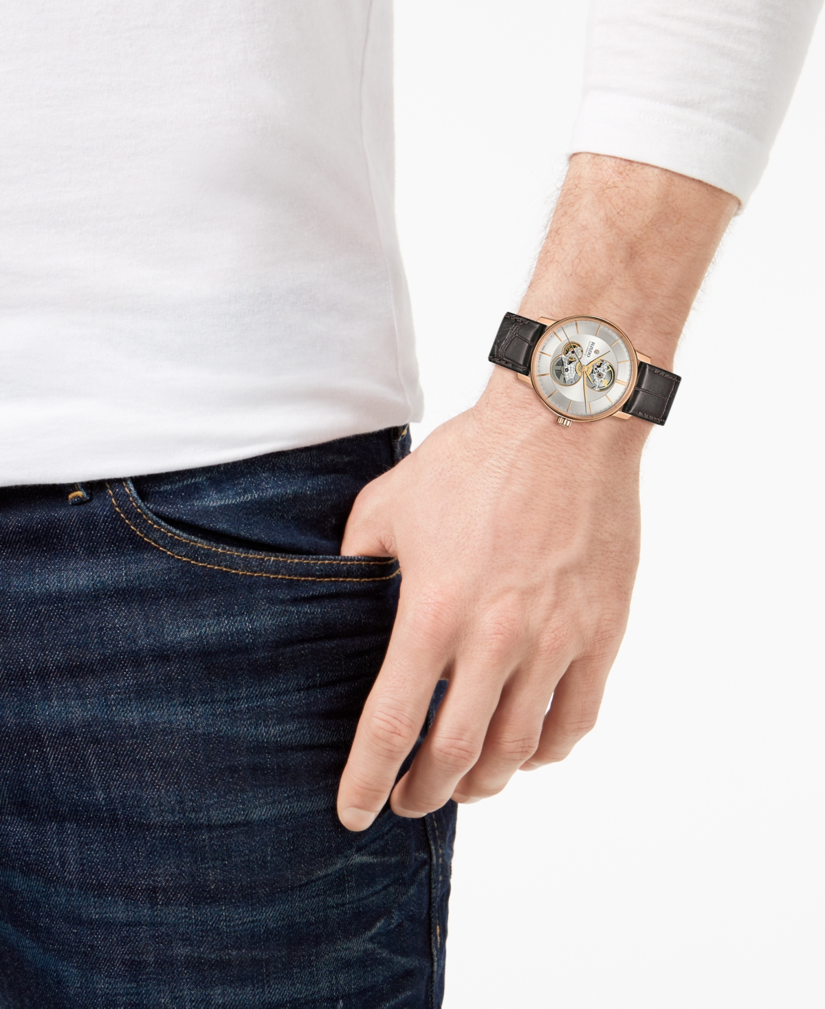 Shop Rado Men's Swiss Automatic Centrix Brown Leather Strap Watch 41mm