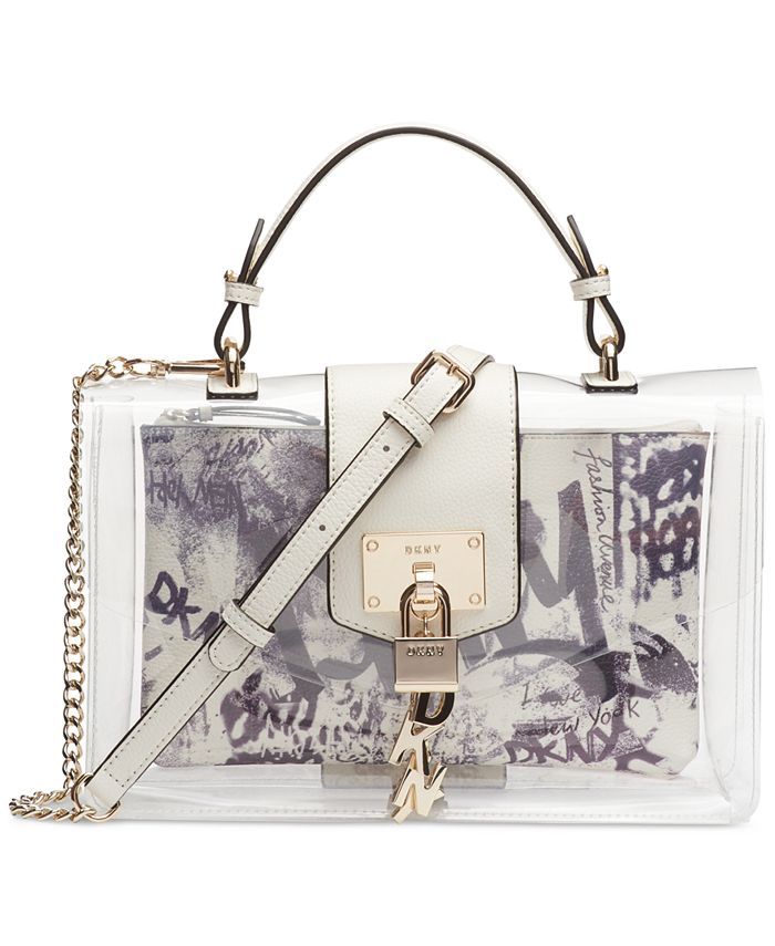 DKNY Elissa Logo Graffiti Flap Clear Shoulder Bag, Created for Macy's