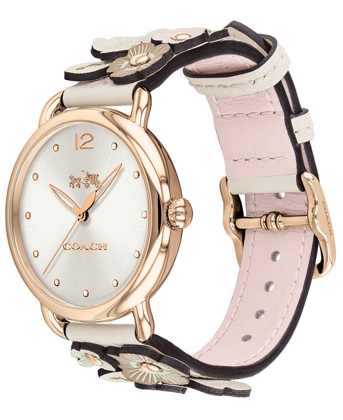 Coach Delancey White Dial White Leather Strap Watch for Women - 14502716