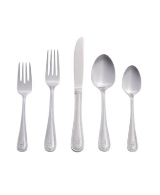 RiverRidge Home Beaded 46 Piece Monogrammed Flatware Set, Letter A