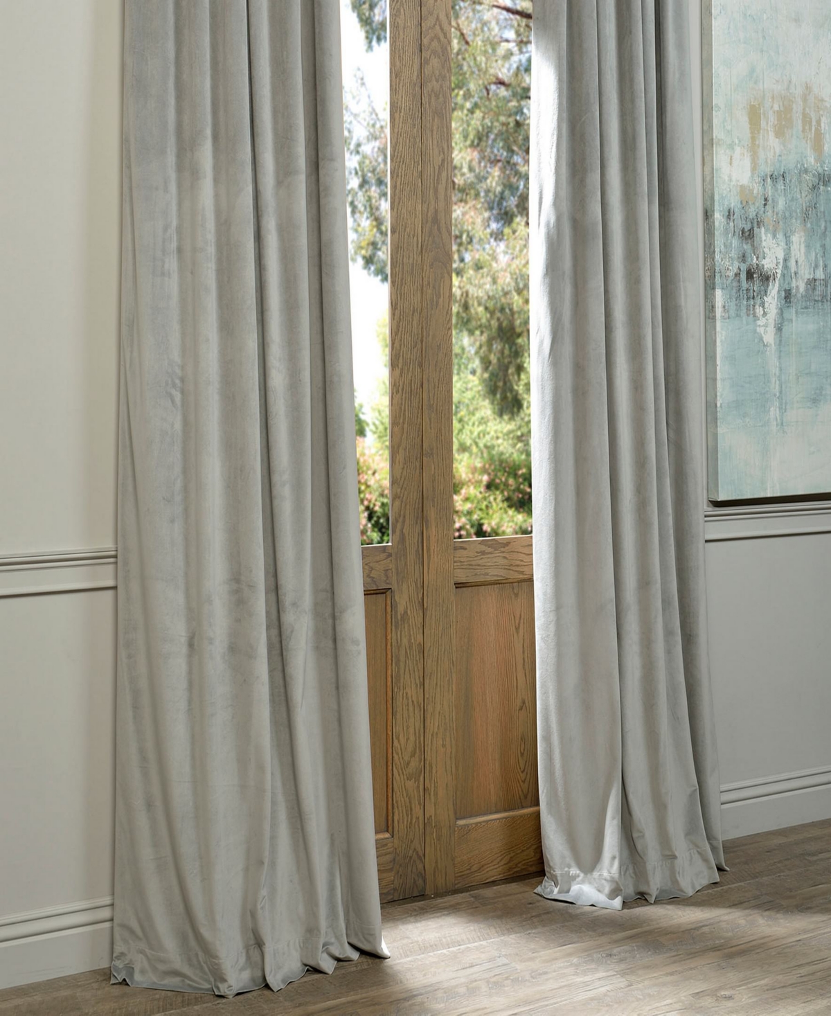 Half Price Drapes Silver Grey Signature Velvet Blackout Curtain In Grey
