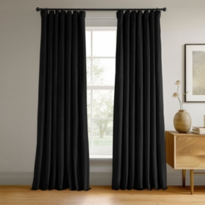 Exclusive Fabrics & Furnishings Warm Black Signature Velvet Blackout Curtain In Black