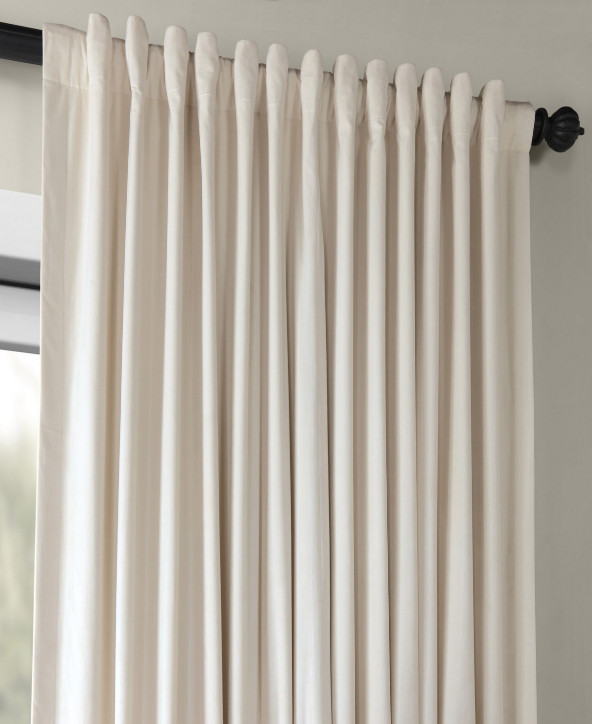 Half Price Drapes Ivory Signature Extra Wide Velvet Blackout Curtain