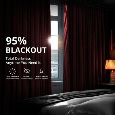 Burgundy Signature Extra Wide Velvet Blackout Curtain