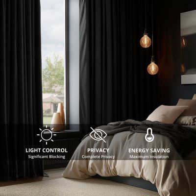 Black Signature Extra Wide Velvet Blackout Curtain