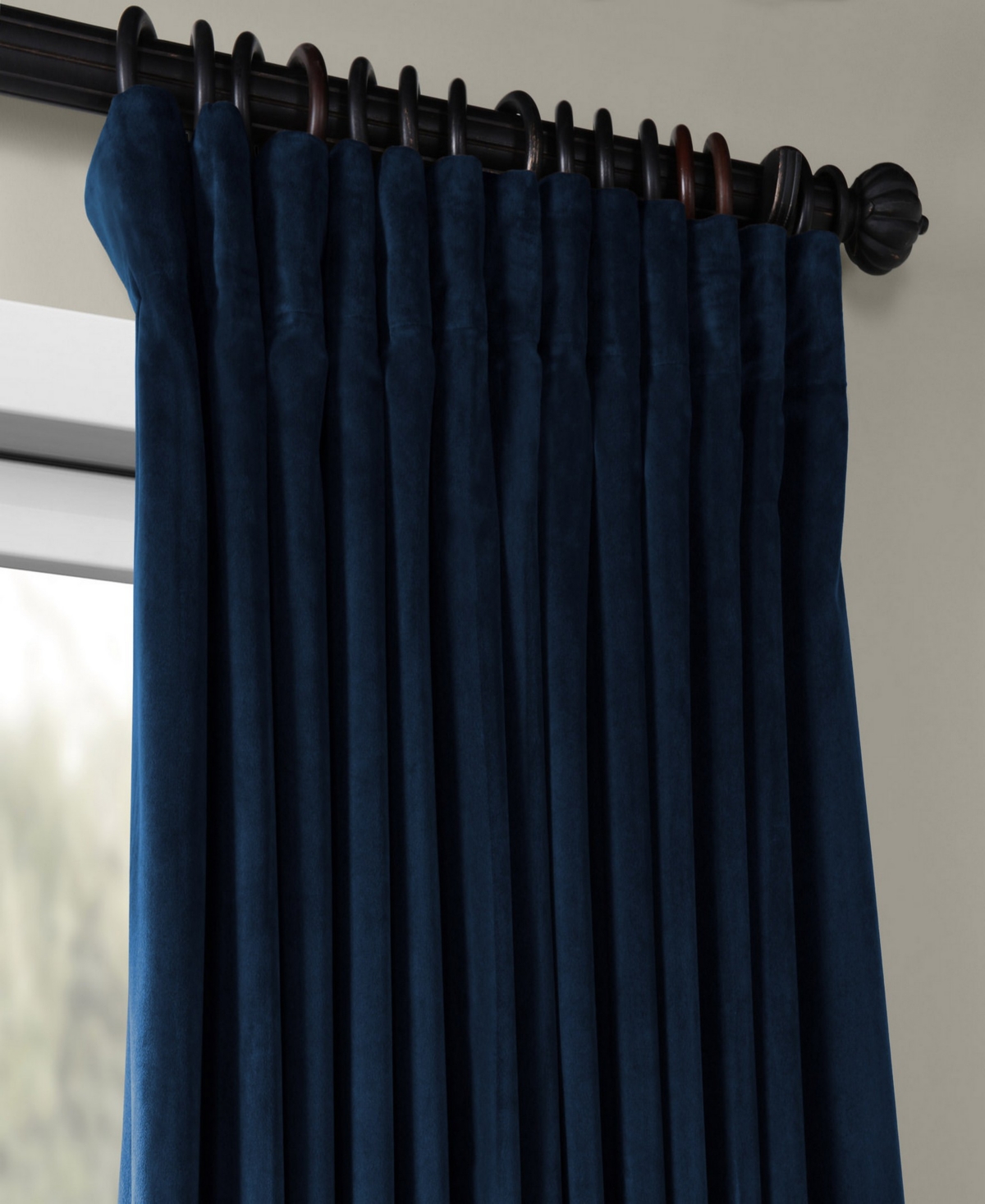Half Price Drapes Midnight Blue Signature Extra Wide Velvet Blackout Curtain