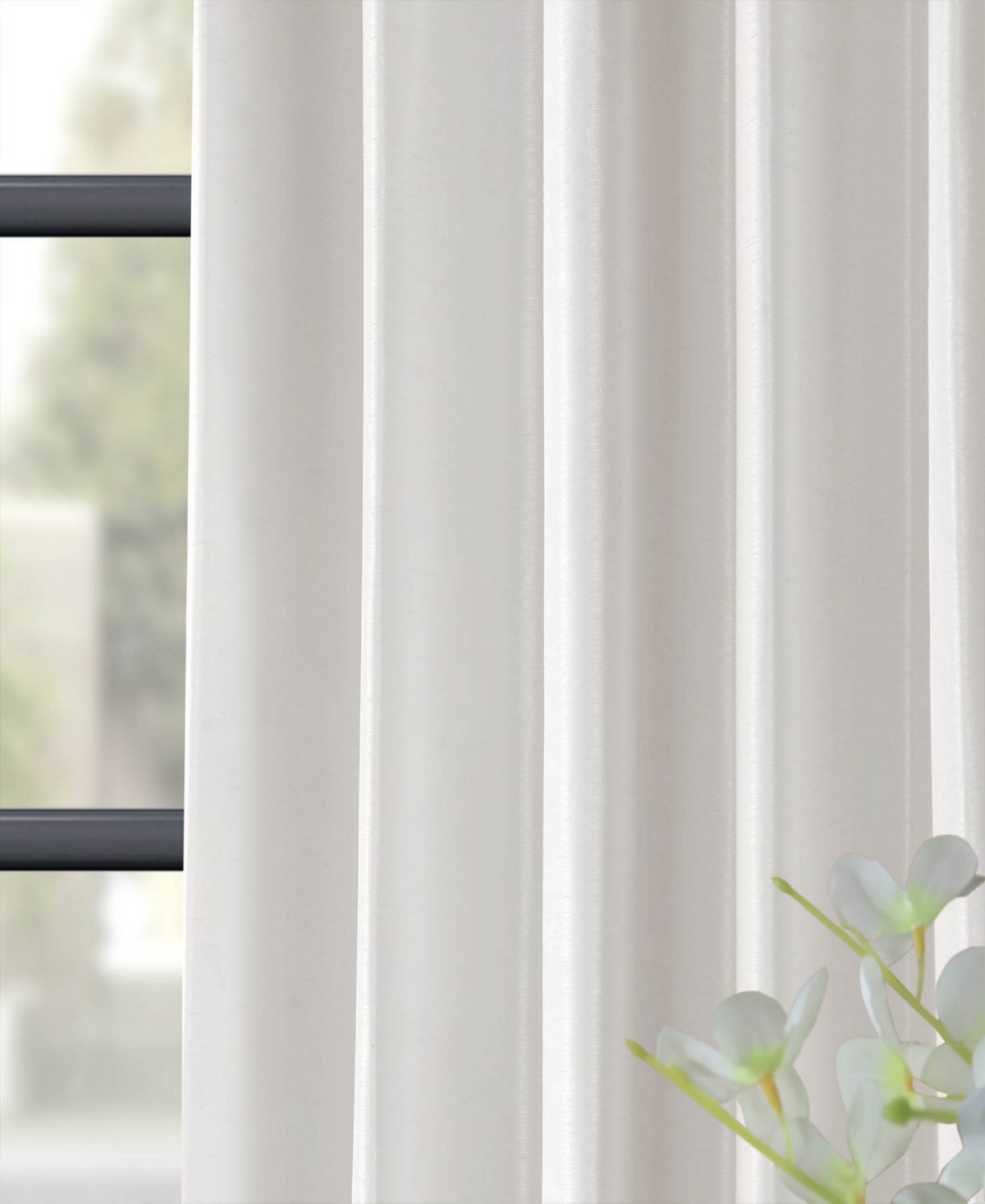 Half Price Drapes Ice Vintage Textured Faux Dupioni Silk Blackout Curtain In White