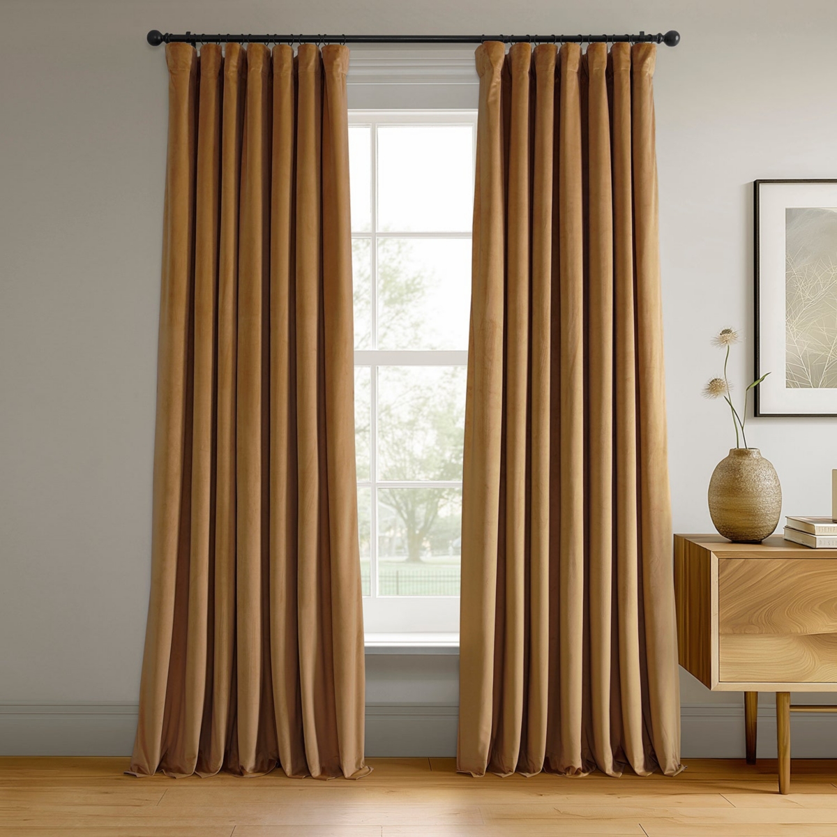 Half Price Drapes Amber Gold Signature Velvet Blackout Curtain
