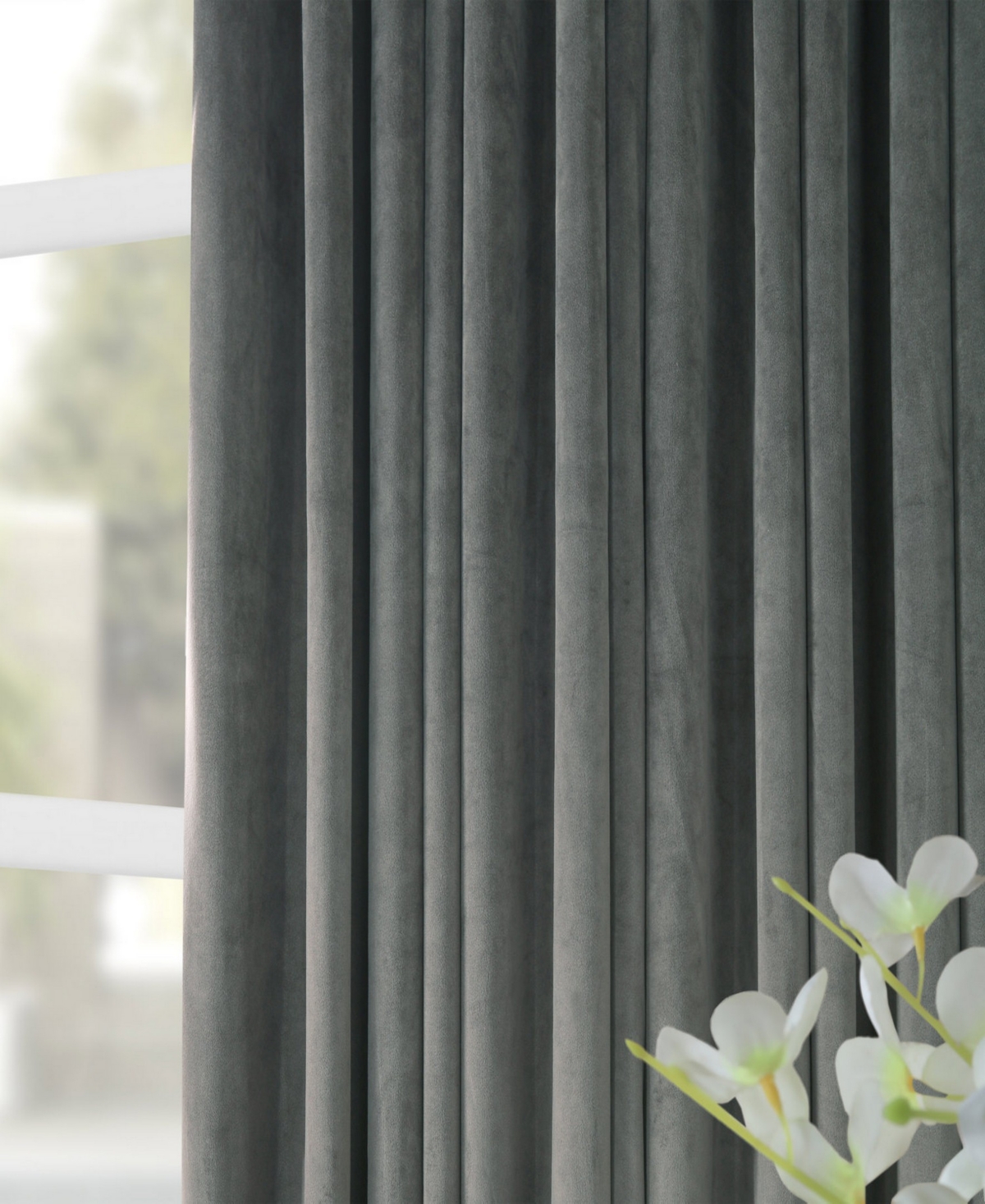 Half Price Drapes Gunmetal Grey Signature Extra Wide Velvet Blackout Curtain In Grey