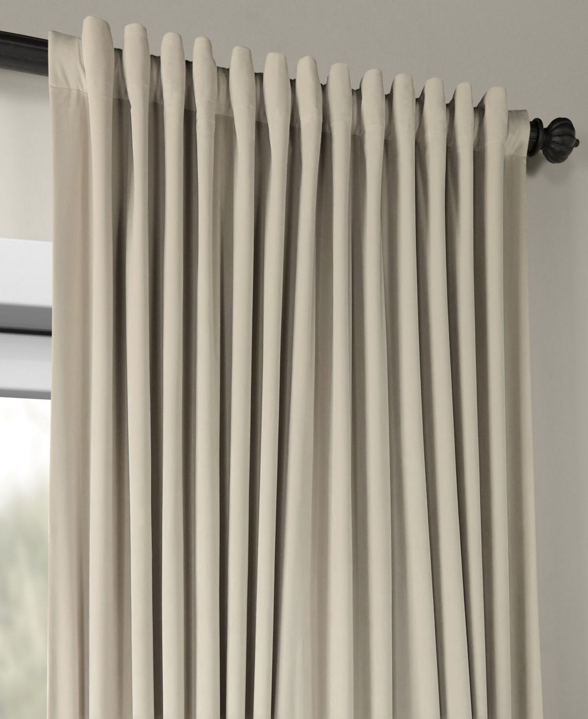 Half Price Drapes Cool Beige Signature Extra Wide Velvet Blackout Curtain In Beige,tan