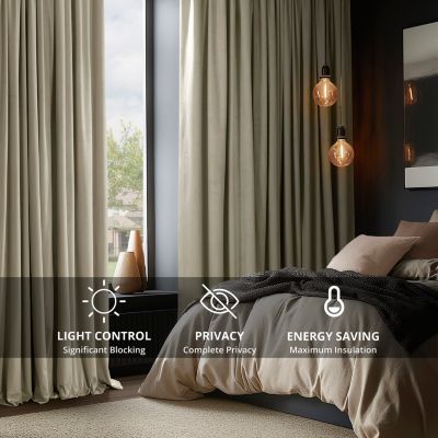 Cool Beige Signature Velvet Blackout Curtain
