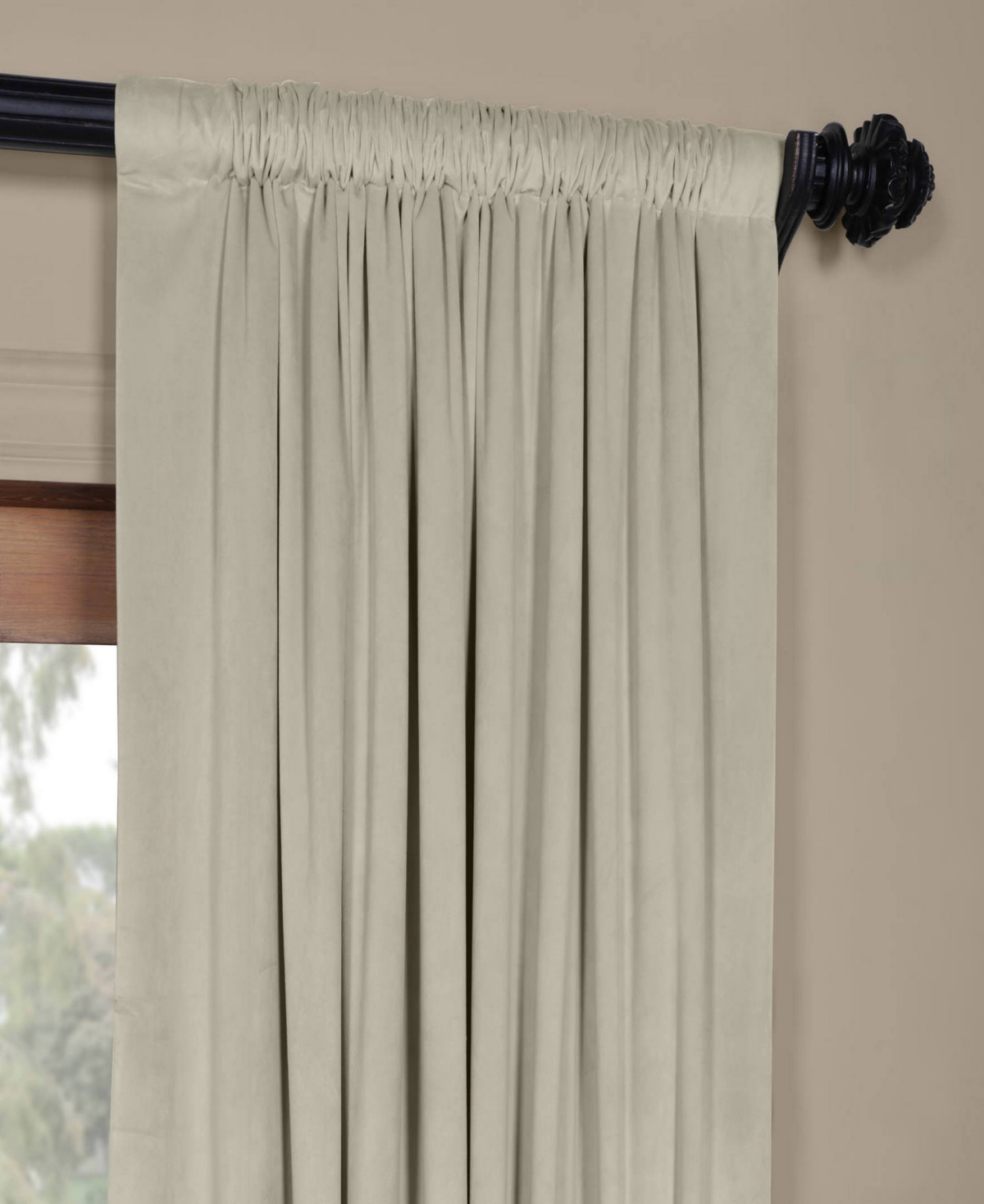 Half Price Drapes Cool Beige Signature Velvet Blackout Curtain In Beige,tan