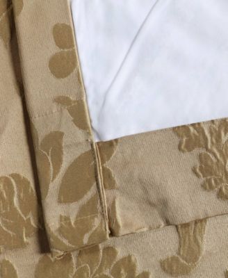 Magdelena Beige & Gold Damask Faux Silk Jacquard Room Darkening Curtain