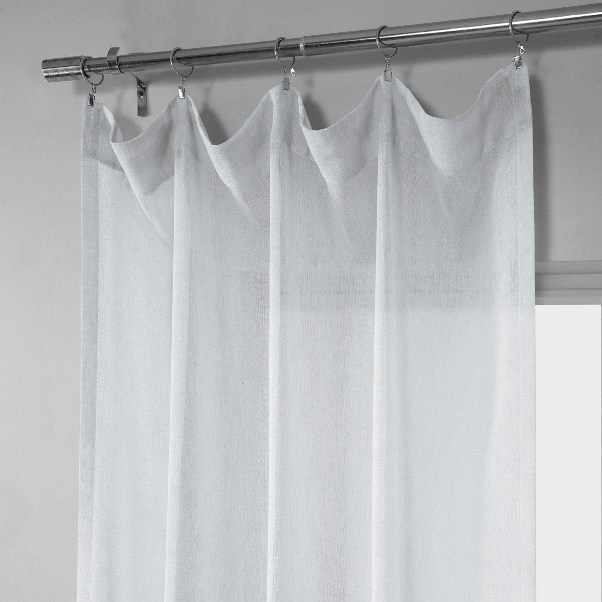 Half Price Drapes Aspen White Textured Faux Linen Sheer Curtain In White