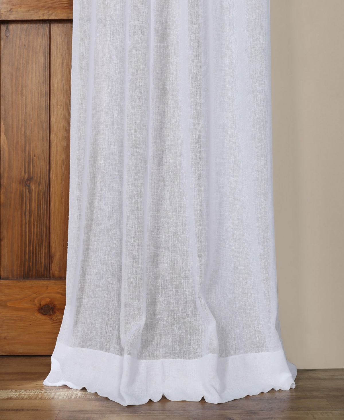 Half Price Drapes Aspen White Grommet Textured Faux Linen Sheer Curtain In White