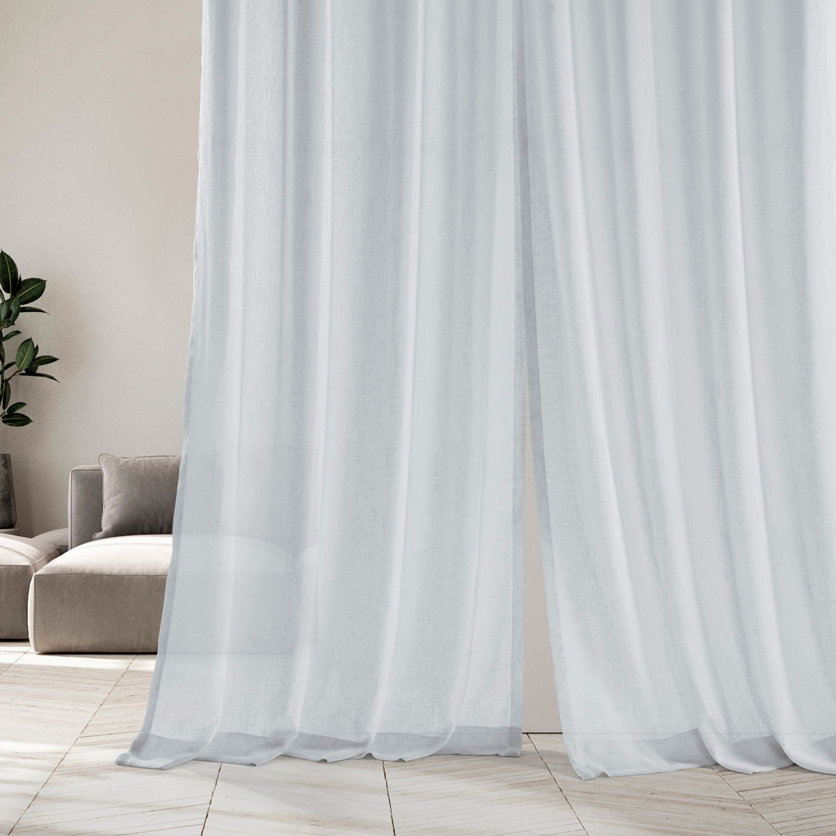 Half Price Drapes Aspen White Grommet Textured Faux Linen Sheer Curtain