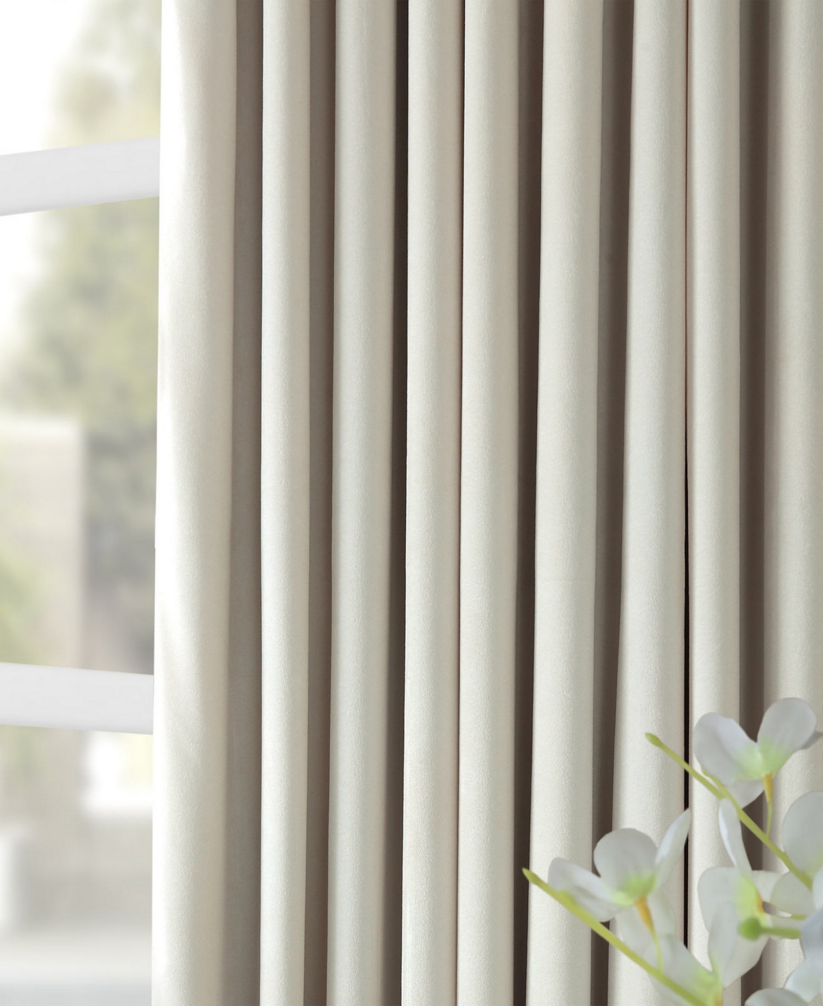 Half Price Drapes Warm Off White Grommet Signature Extra Wide Velvet Blackout Curtain In Cream