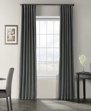 Exclusive Fabrics & Furnishings Storm Grey Vintage Textured Faux Dupioni Silk Blackout Curtain In Dark Grey