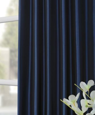 Navy Blue Faux Silk Taffeta Blackout Curtain
