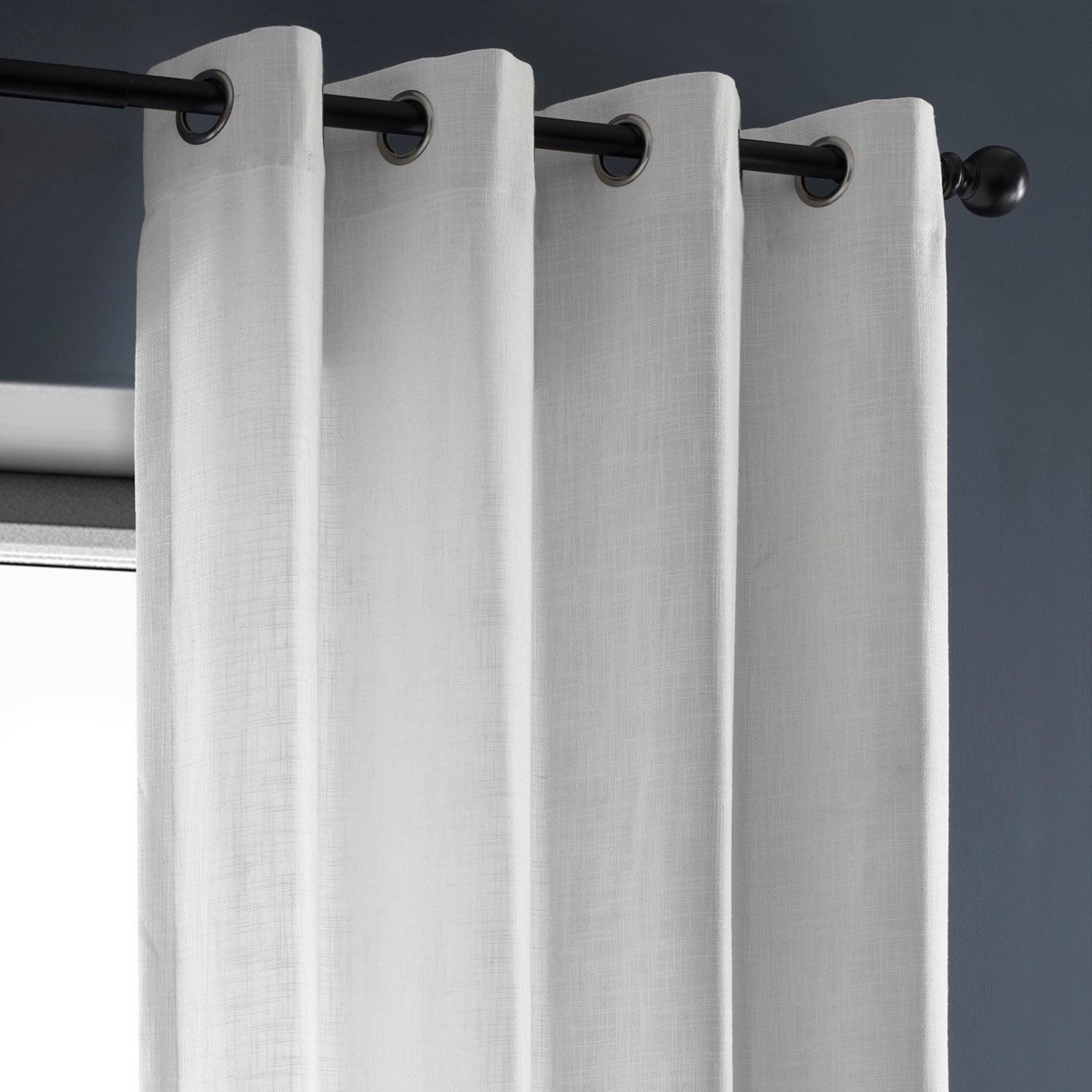 Half Price Drapes Rice White Grommet Heavy Faux Linen Curtain