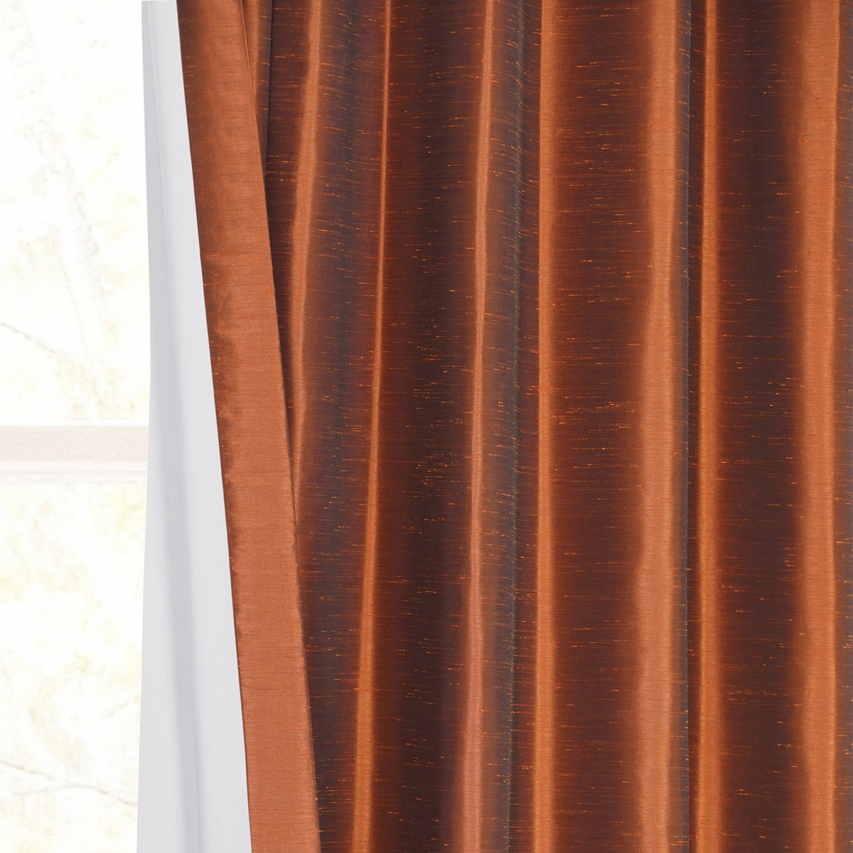 Half Price Drapes Copper Kettle Vintage Textured Faux Dupioni Silk Blackout Curtain
